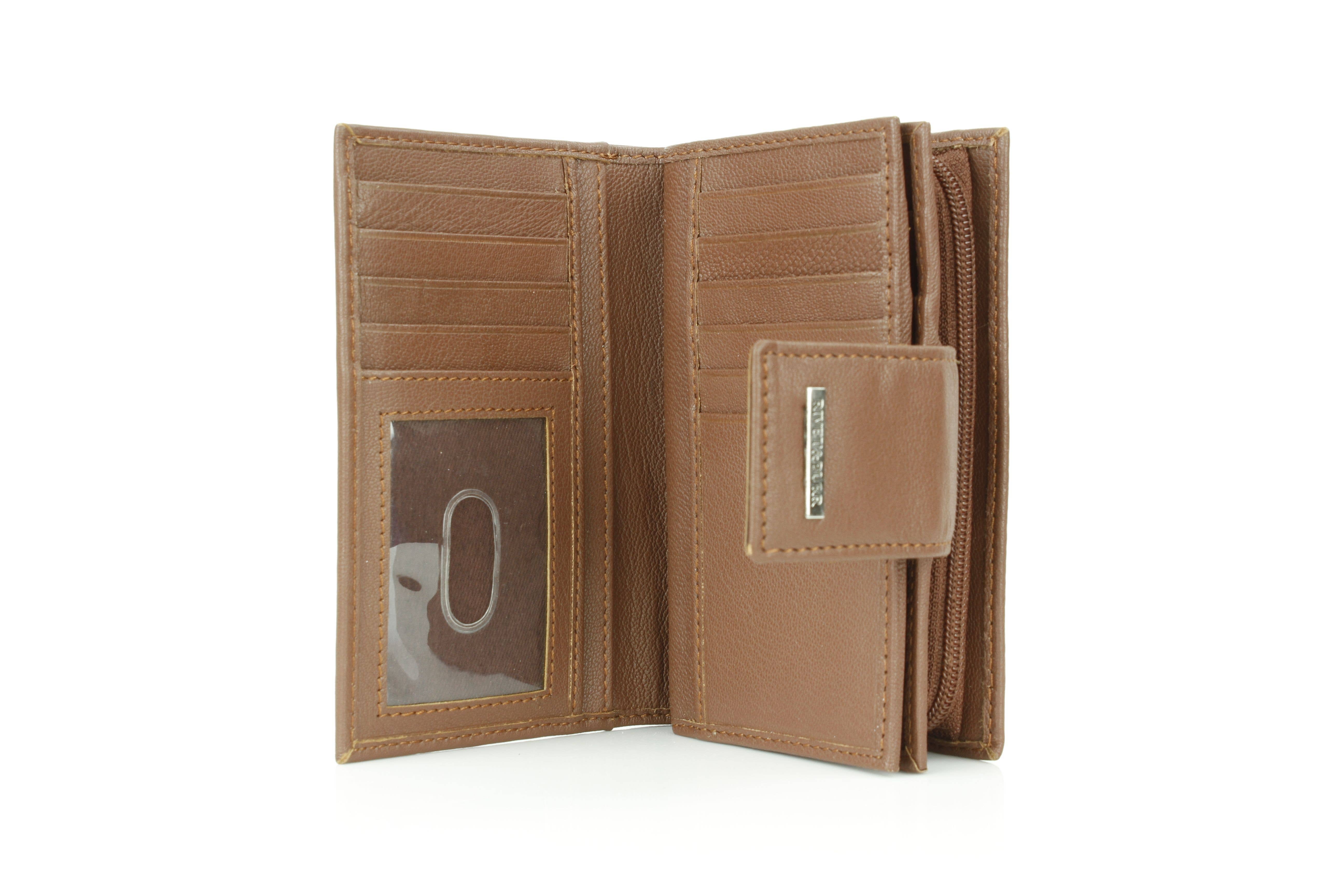 Leather Impressions Inc - Wholesale Wallet - Women's - Snap Leather Clutch Wallet | Zip Pocket RB LW 21 100120