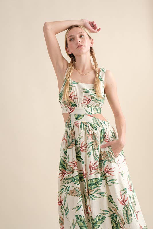 ILLA ILLA - Vente Robe – femme - Robe longue à découpes imprimé tropical2