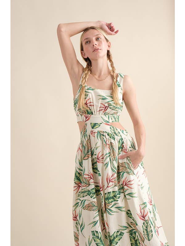 ILLA ILLA - Wholesale Dress - Women's - Tropical Print Cutout Maxi Dress2