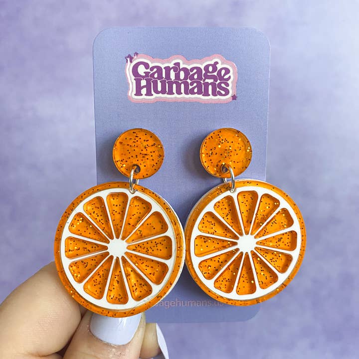 Orange Slice Earrings for wholesale by Garbage Humans