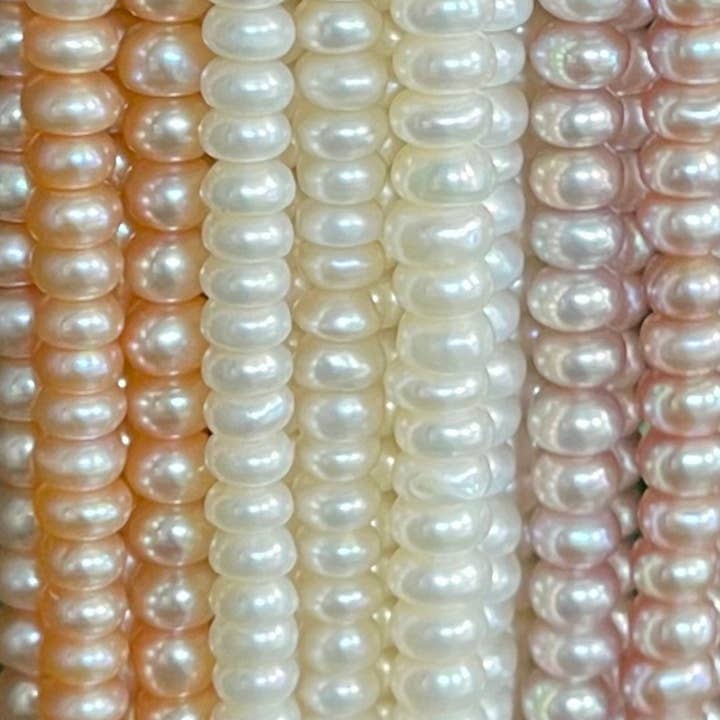Dainty Button Fresh Water Pearls, 5X6mm Mauve Freshwater Pearl Beads, Small Freshwater Pearls For Necklace, Bulk Beads For Jewelry Making for wholesale by The Bead Bazaar