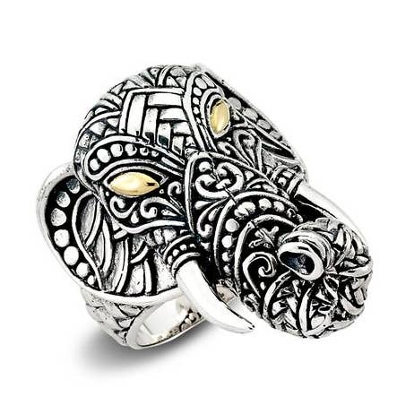 Bague éléphant SS/18k pour la vente par Eli Pebble