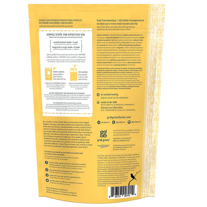 Grab Green - Vente Lessives en poudre/dosettes - Dosettes de détergent à lessive pour nouveau-né, camomille, 30 brassées1