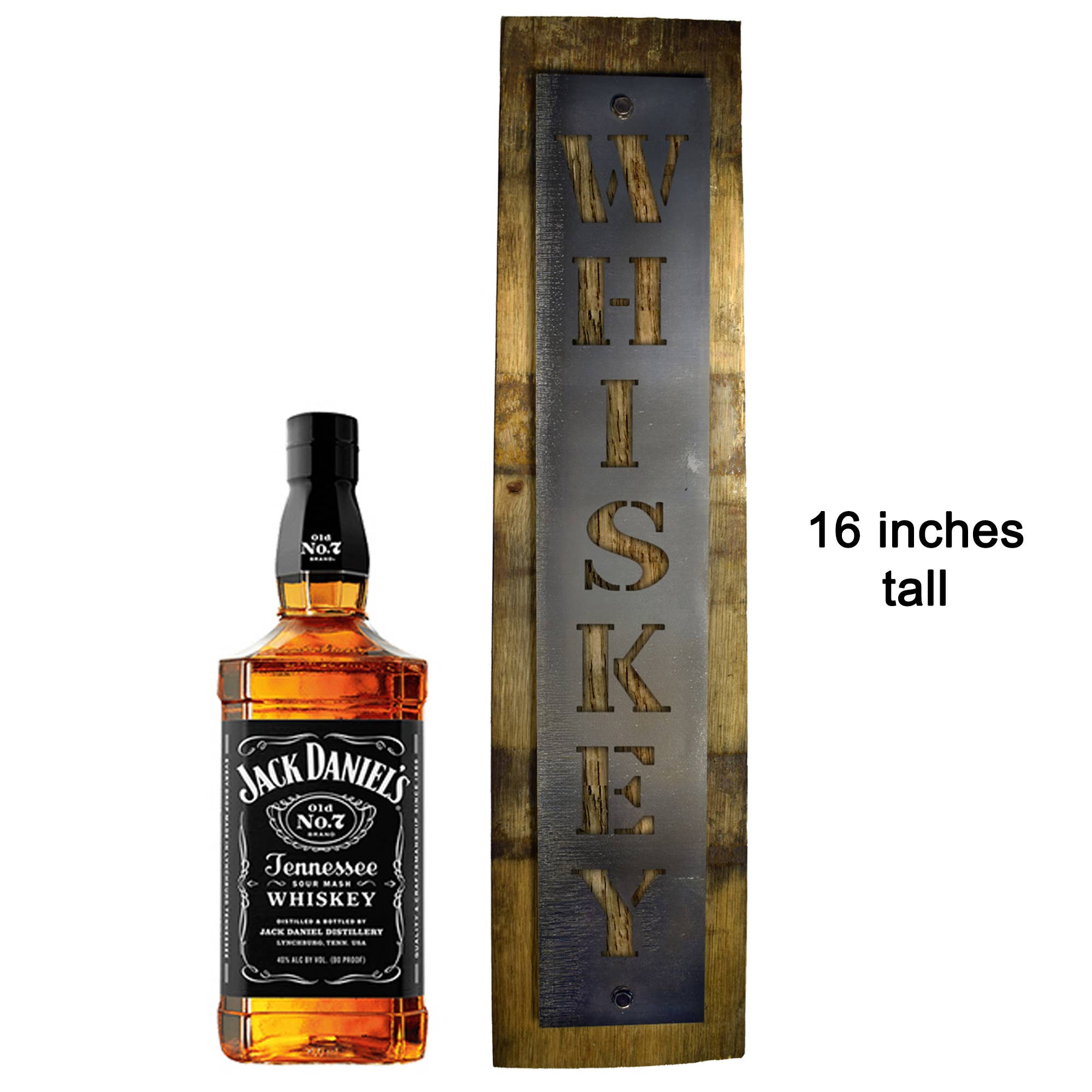 Layne Wilson - Wholesale Sign - Reclaimed Barrel Stave Wall Sign with Metal Whiskey Cutout1