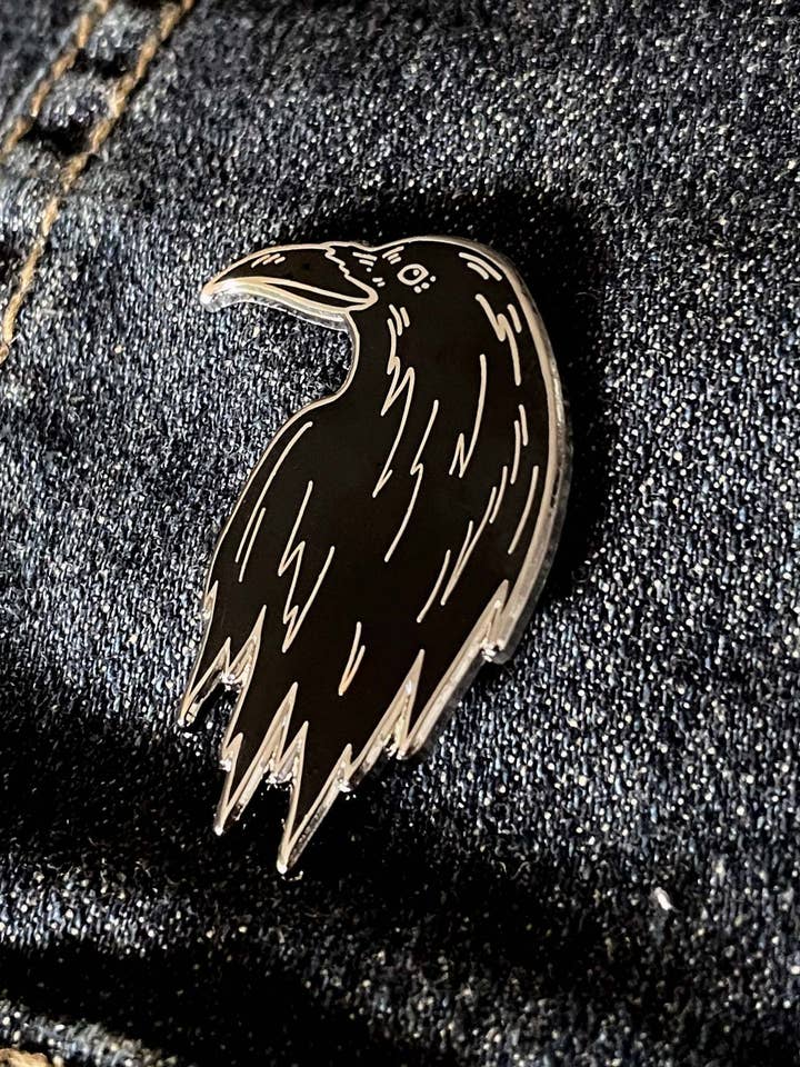 Crow/Raven Enamel Pin for wholesale by Mallory Hart Art