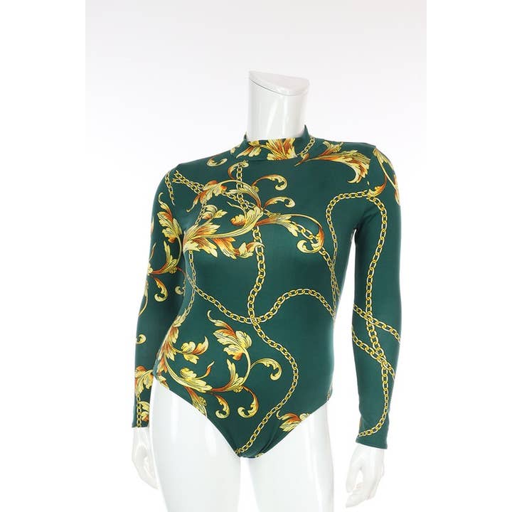 Sexy Gold Chain Black Gold Snake Printed Body Suit for wholesale by SEXY STAR DESIGN INC