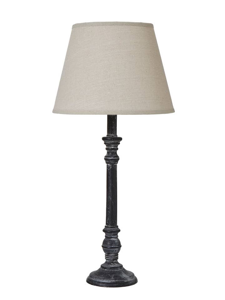 Tall Black Stem Table Lamp with Linen Shade for wholesale by Purlee