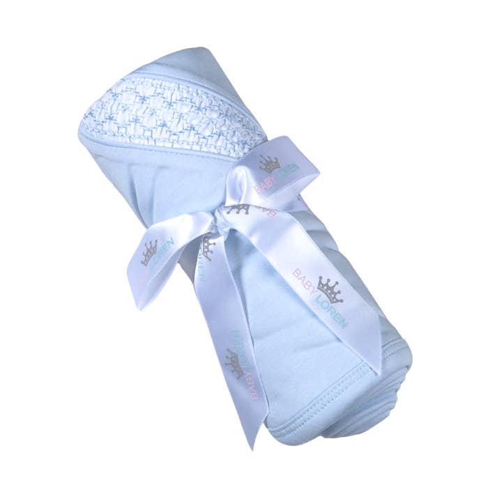 Manta Azul Pima Hecha a Mano con Nido de Abeja BBB-116 para venta al por mayor de Baby Loren