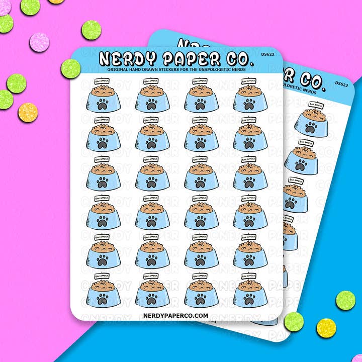 Hondenvoer 'Bon Appetit' - Handgetekende plannerstickers - DS622 voor wholesale door NERDY PAPER CO.