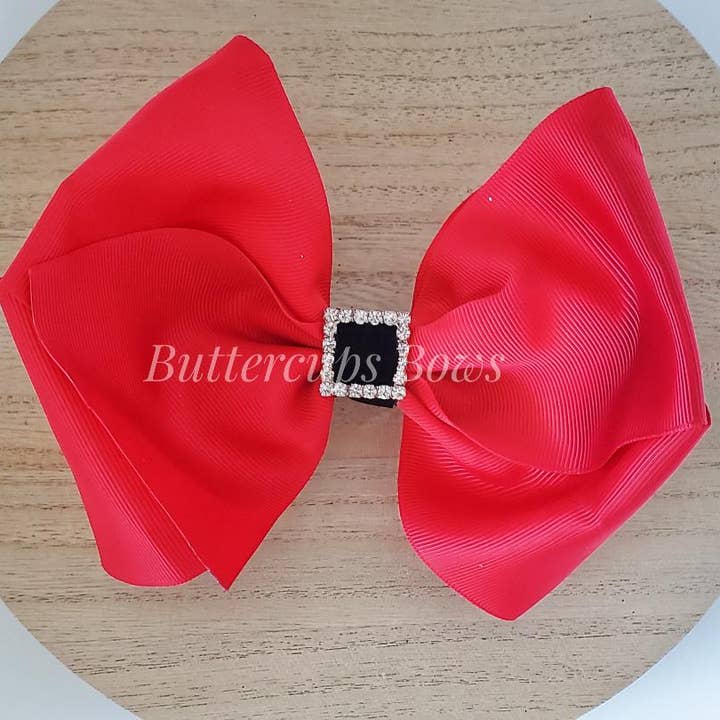 Santa Buckel Christmas Biggie Hairbow for wholesale by Buttercups Bows