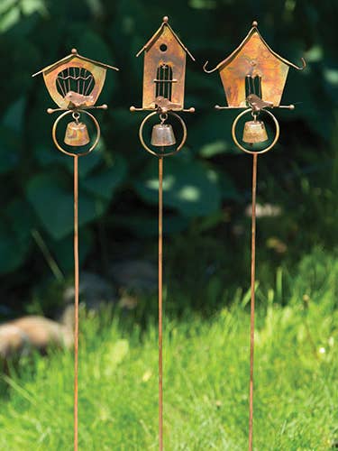 34" Bird House Garden Stake, Assorted styles for wholesale by Ancient Graffiti