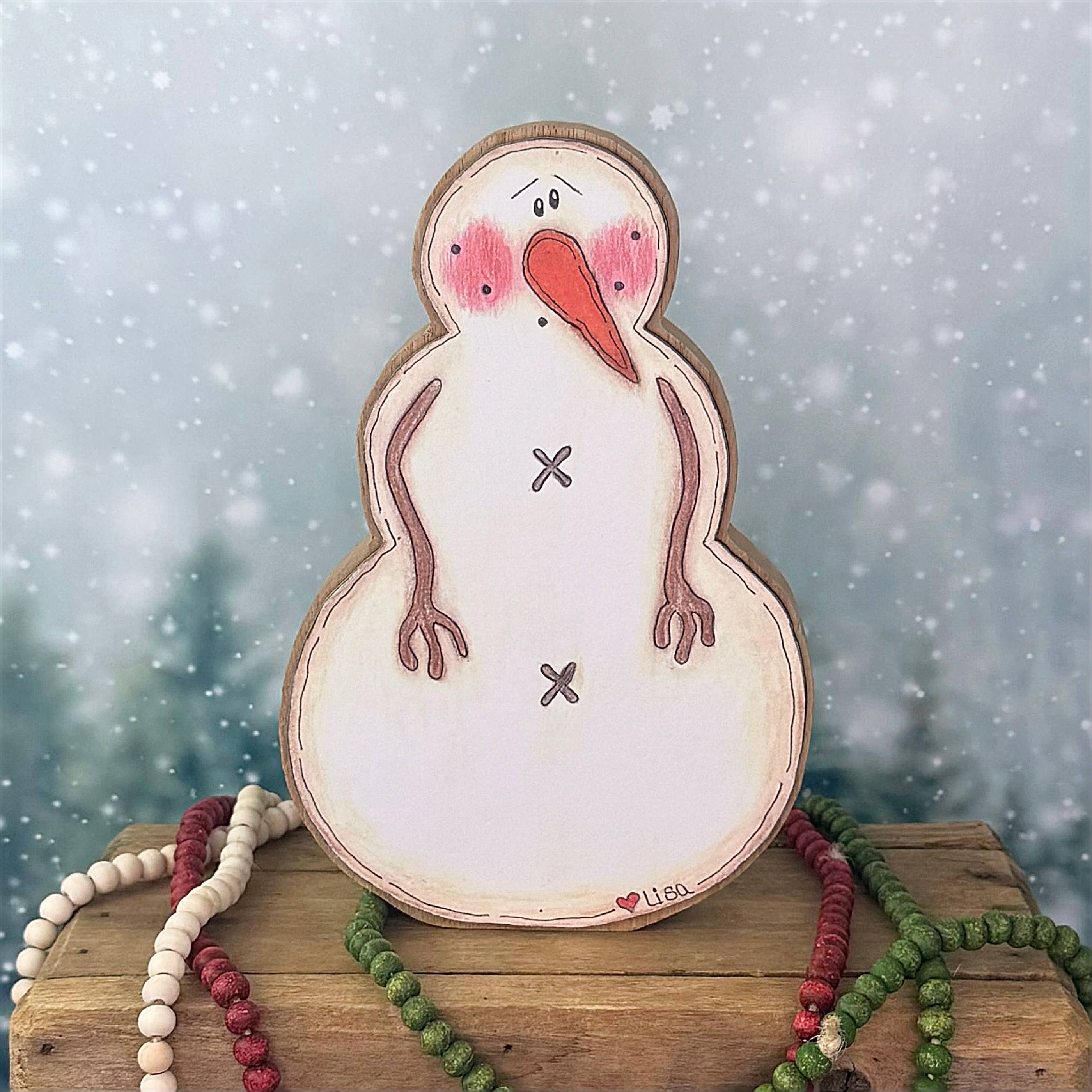 Honey and Me - Vente Décorations de table - Doodle de bonhomme de neige moyen simple assis