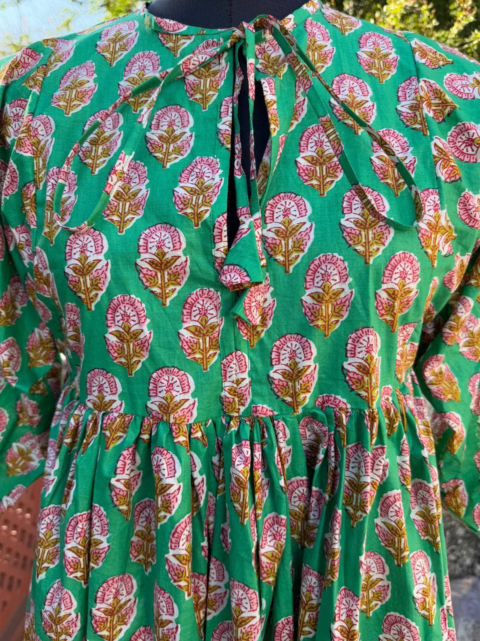 GYPSY STUDIO – wholesale Klänning - Dam – Grön bomullsklänning avslappnad lång midiklänning blommigt mönster klänning2