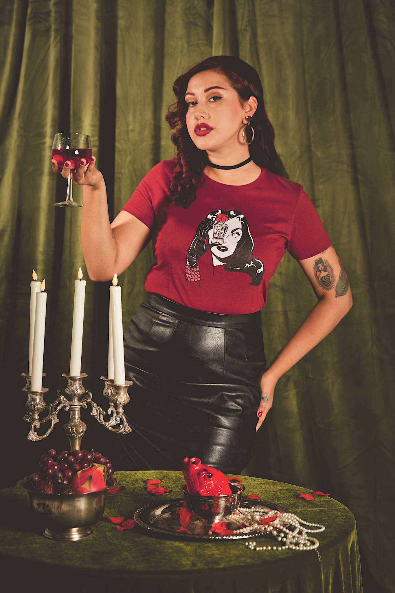Mischief Made - Wholesale Shirt - Women's - Dark Temptation Fitted Tee in Cardinal5