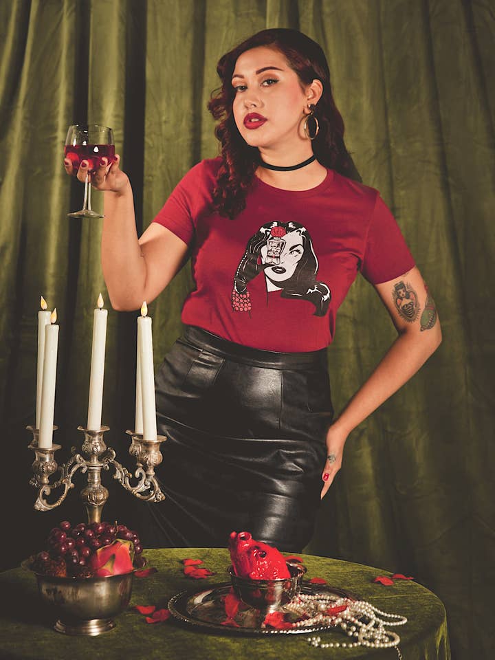 Mischief Made - Wholesale Shirt - Women's - Dark Temptation Fitted Tee in Cardinal5