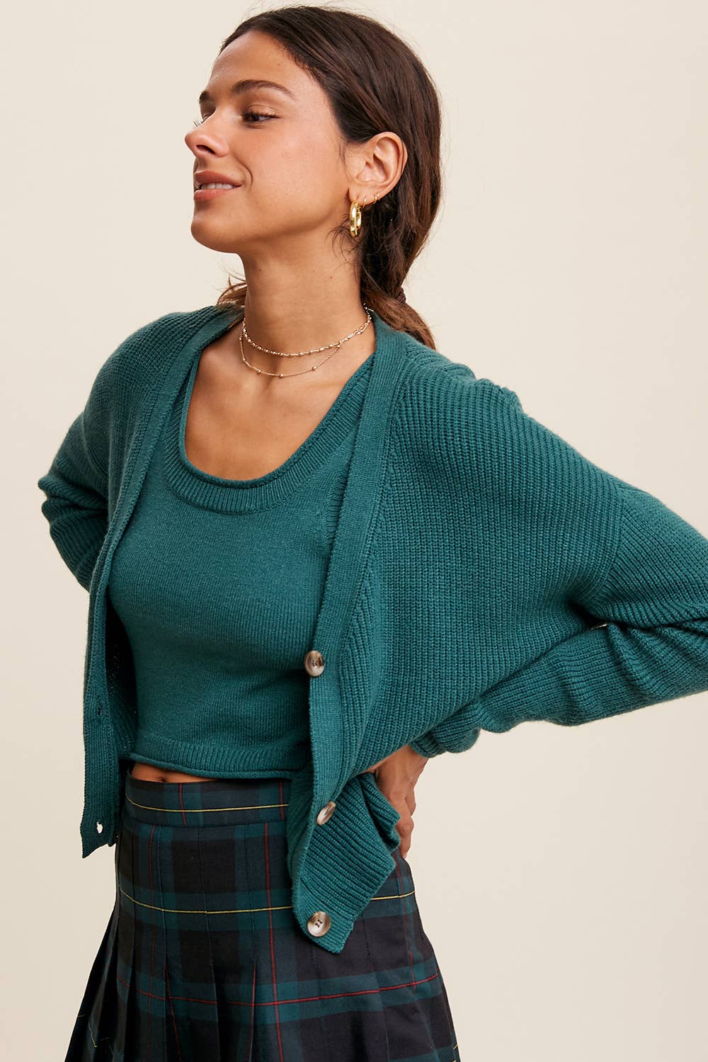 Listicle - Wholesale Tops Set - Women's - Ribbed Knit Cardigan Set LWSET00513