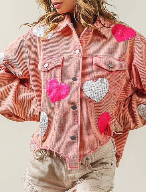 HIDDENBRAND - Wholesale Jacket - Women's - Love Sequins With Loose Corduroy Fleece Jacket3