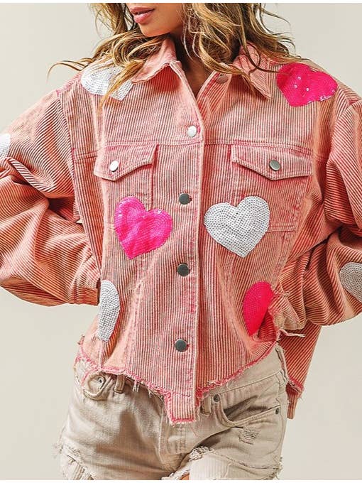 HIDDENBRAND - Wholesale Jacket - Women's - Love Sequins With Loose Corduroy Fleece Jacket3