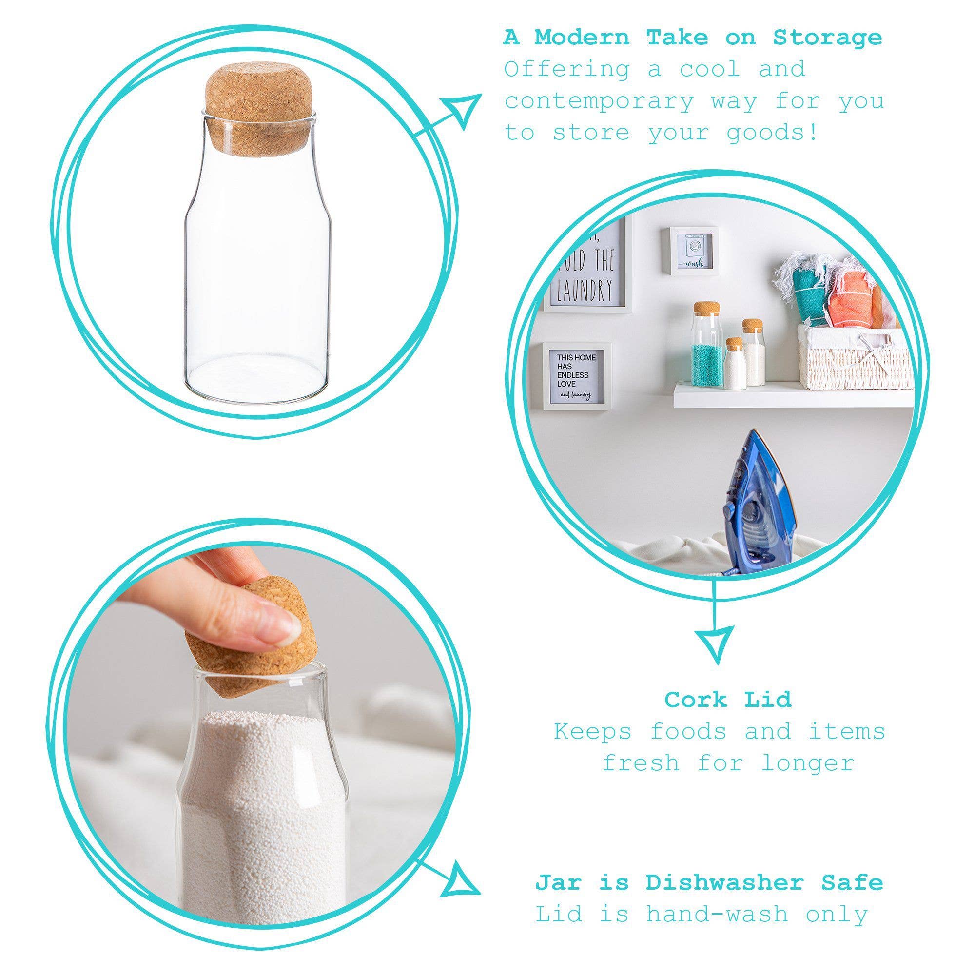 Rinkit Ltd - Vente Pots - Bouteille de rangement en verre avec bouchon en liège - 180 ml2