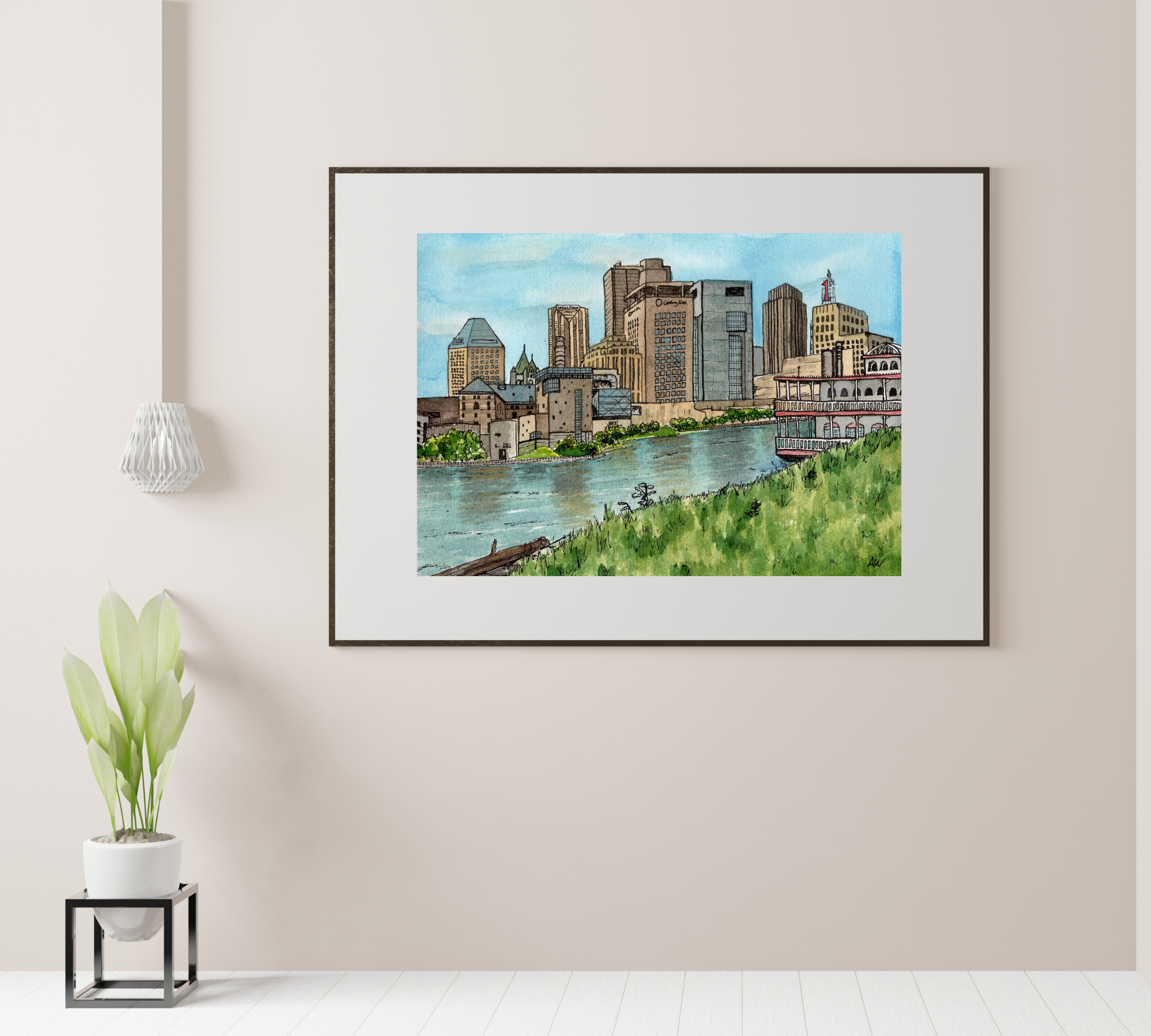 Alyssa Whetstone Art - Wholesale Art Print - St. Paul Skyline - Pen and Watercolor Fine Art Print3