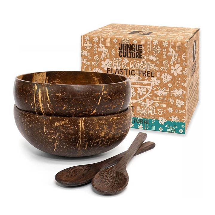 Jungle Culture – Engroshandel Skål – Coconut Skåle - Eco Coconut Shell Skål Sæt (To Skåle)