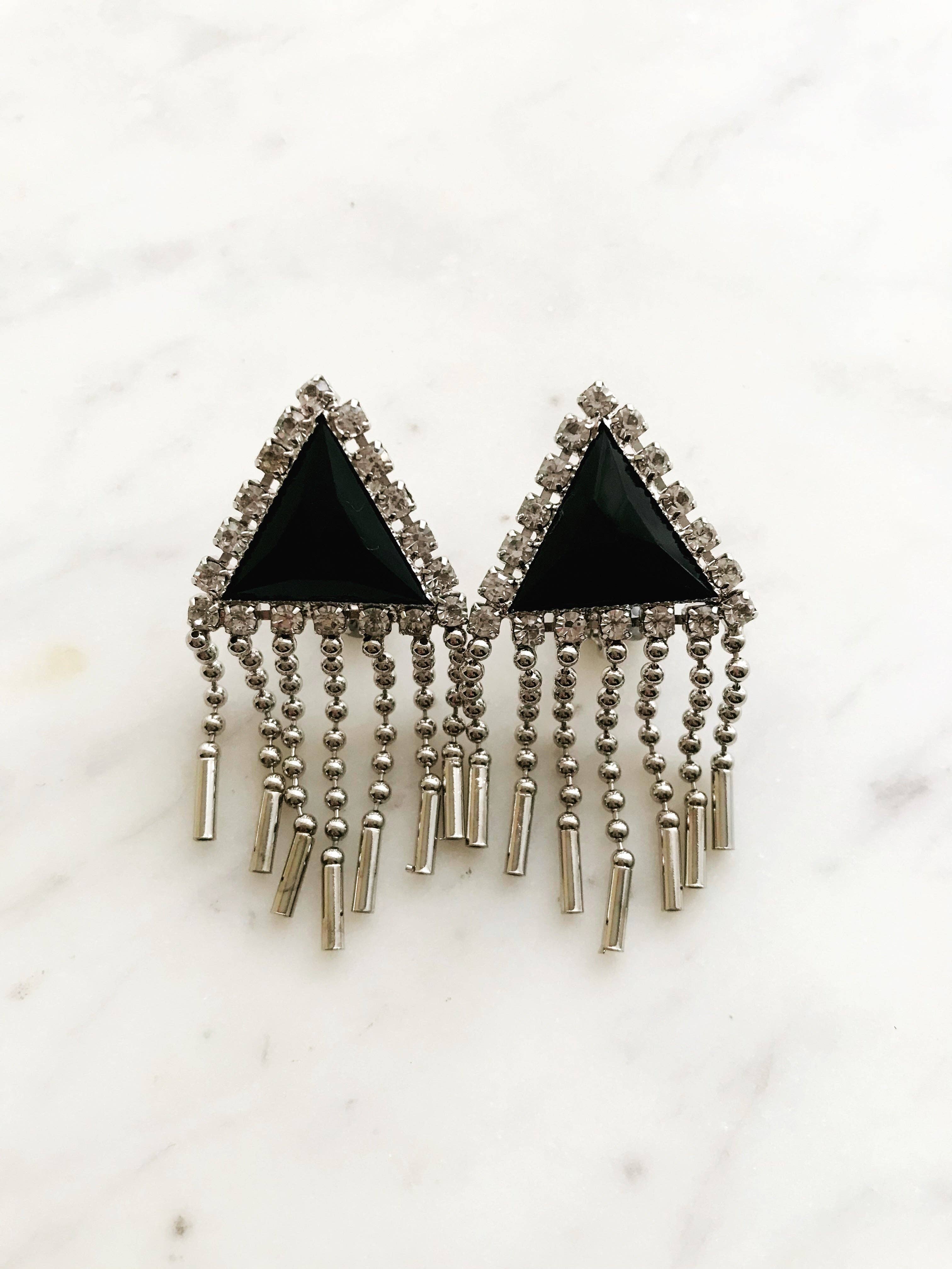 Carmen Miller Jewellery – wholesale Clip-on earrings – Betty Black & Silver Crystal Earrings2