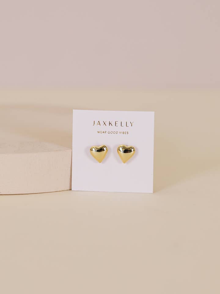 Boucles d'oreilles en forme de cœur en or soufflé pour la vente par JaxKelly