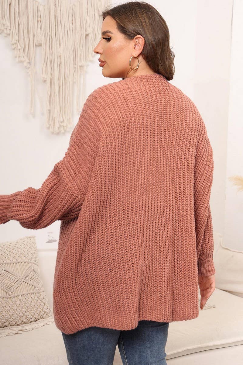 NINEXIS - Wholesale Knit Sweater - Women's - CWOSWL07412_PLUS SIZE WOMEN OVERSIZED CHUNKY KNIT CARDIGAN8
