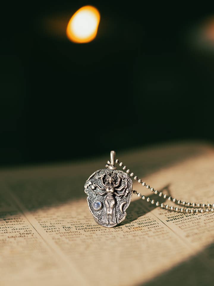 HECATE GODDESS Of WITCHCRAFT Moonstone Necklace for wholesale by Flesh & Soul