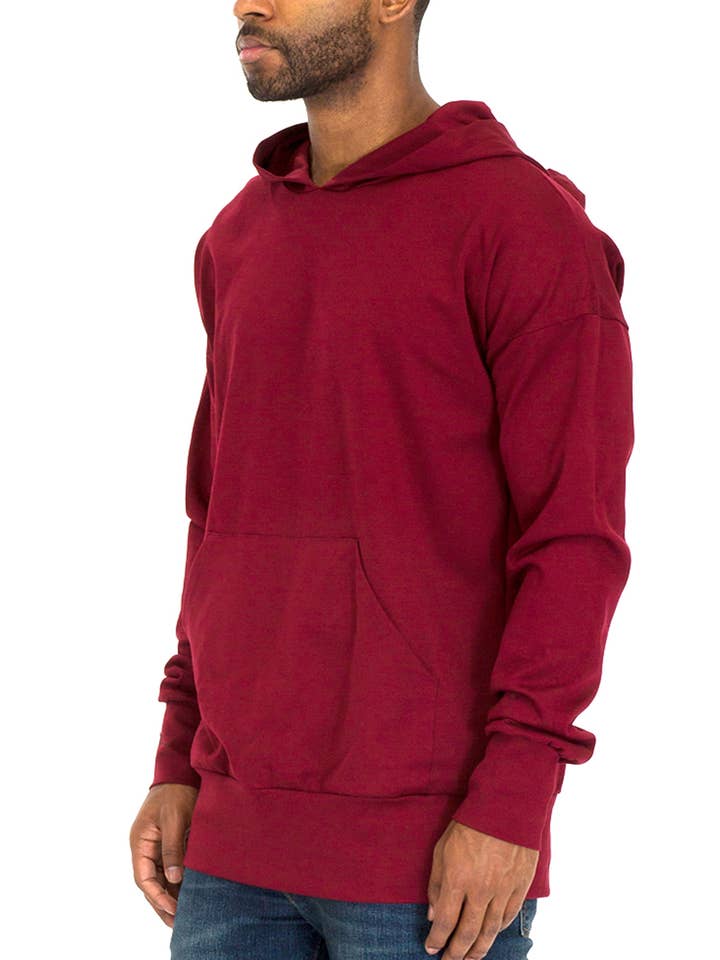 WEIV - Wholesale Hoodie - Men's - Essential Basic Pullover Hoodie - Burgundy1