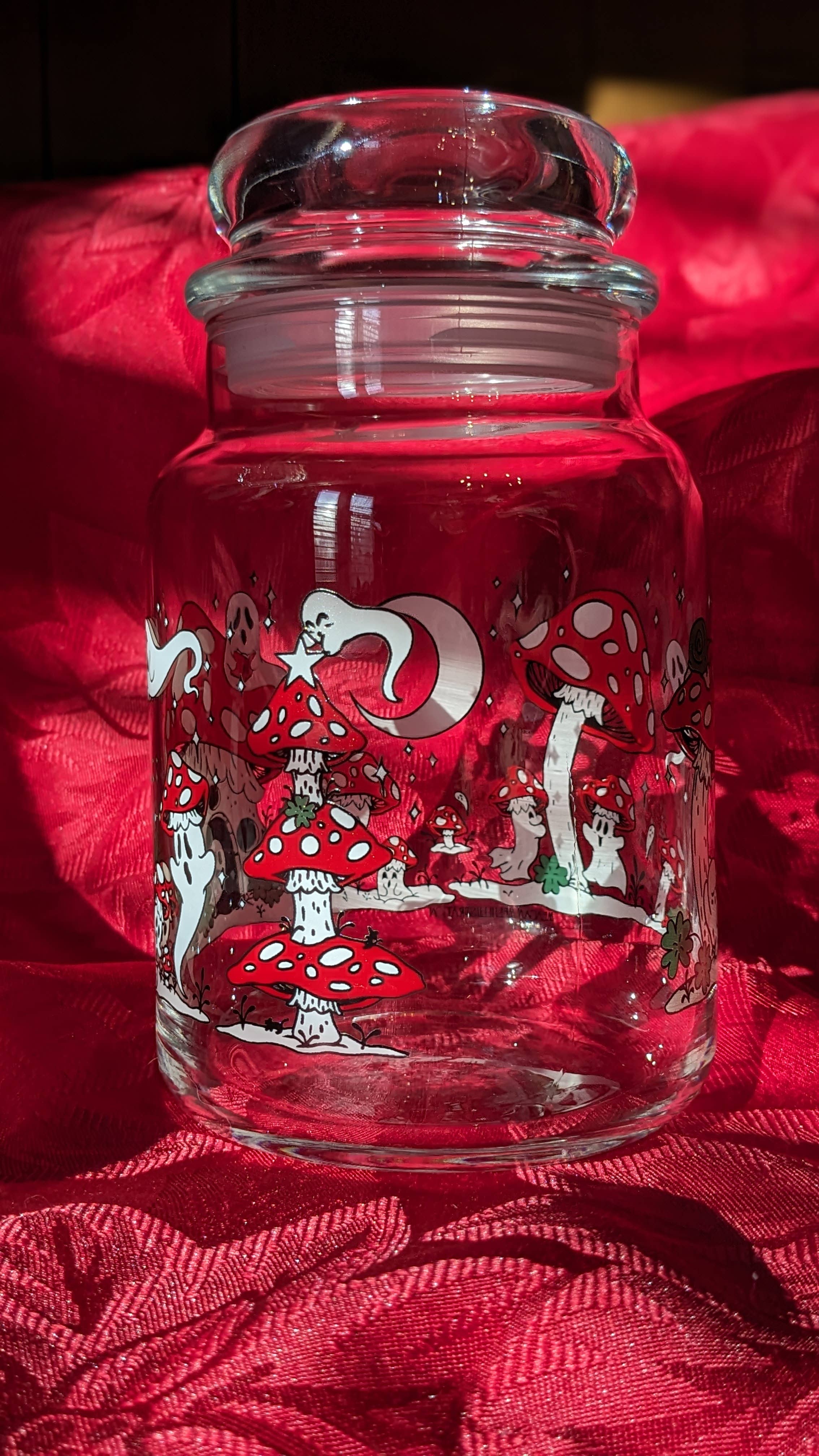 Meagan Meli Illustration - Wholesale Jar - Ghost Mushrooms in the Snow Vintage Inspired Candy Jar1