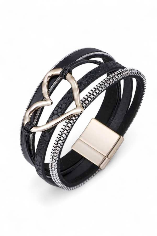 Artini Accessories - Wholesale Bangle Bracelet - Heart Charm Mix Media Magnetic Bracelet0