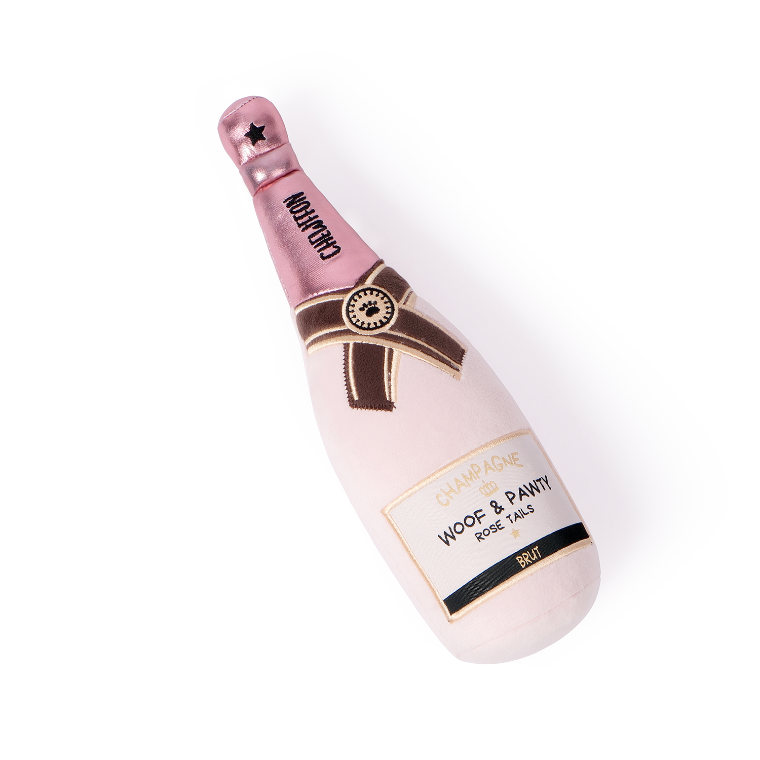 CHEWFFON - Vente Jouet couineur – chien - Jouet pour chien en peluche avec couinement en forme de bouteille de champagne rose CHEWFFON1