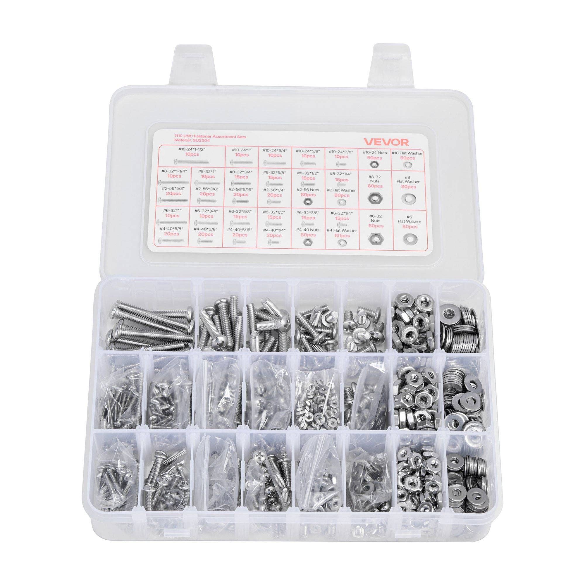 Naomi's Happy Place Shop - Wholesale Craft Tool - 1110 Pcs Bolts Nuts Assortment Kit Imperial Stainless Steel for Furniture9