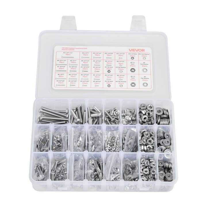 Naomi's Happy Place Shop - Wholesale Craft Tool - 1110 Pcs Bolts Nuts Assortment Kit Imperial Stainless Steel for Furniture9