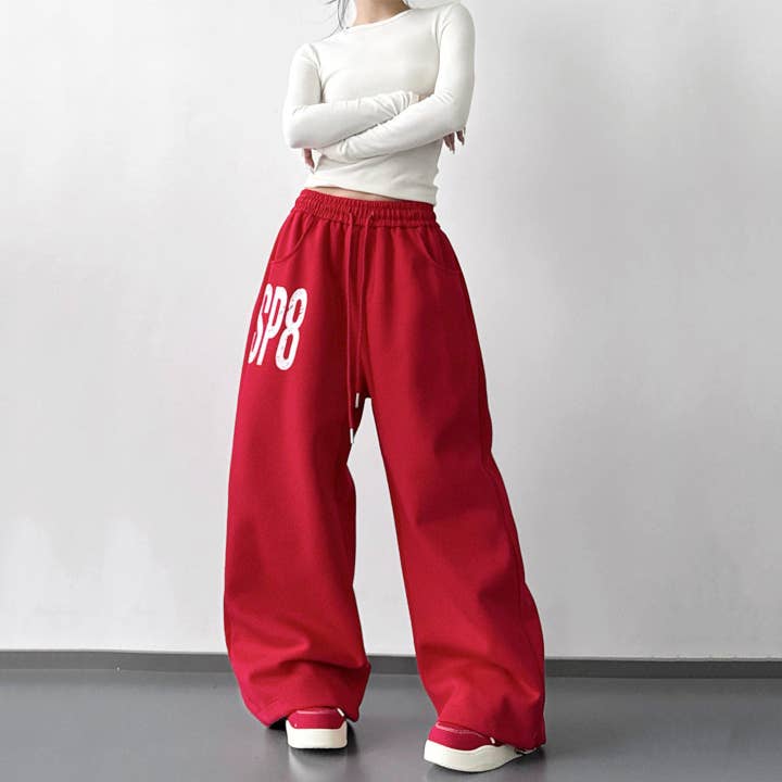 Pantalon de survêtement ample à imprimé lettres pour la vente par MoodGold