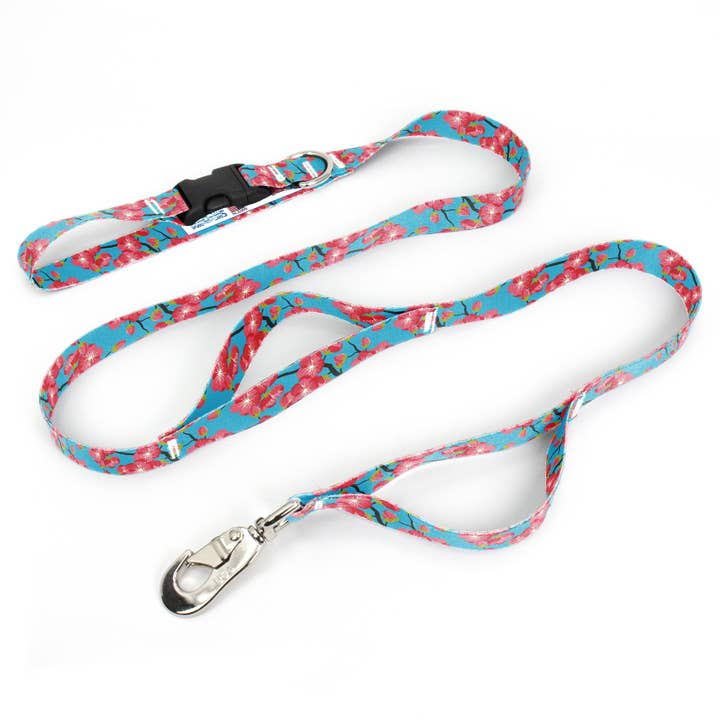 Cheery Cherry Fab Grab Leash - Made in USA - Three Handles for wholesale by Buttonsmith