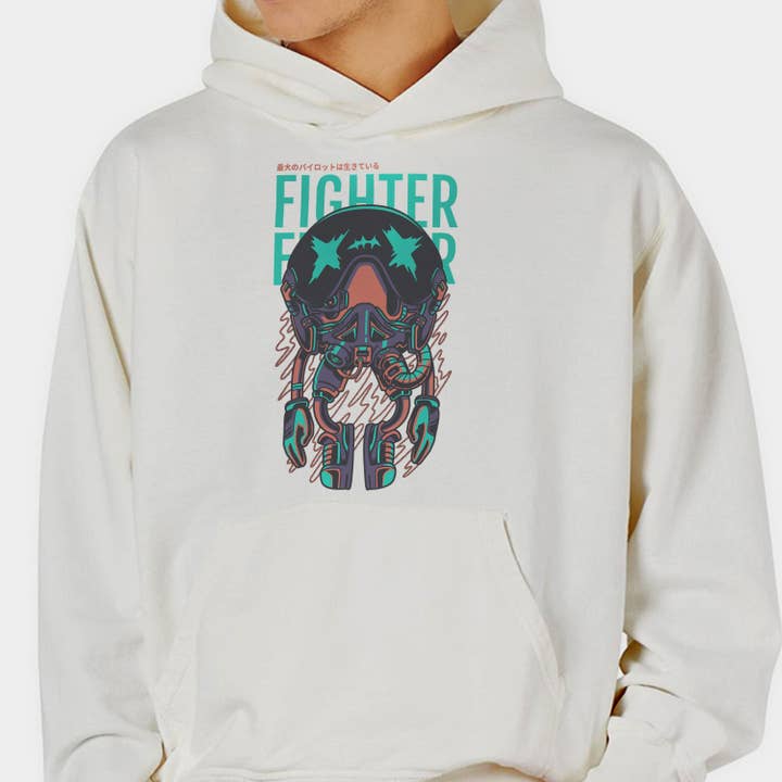 White Youth Hoodie Fighter for wholesale on Faire