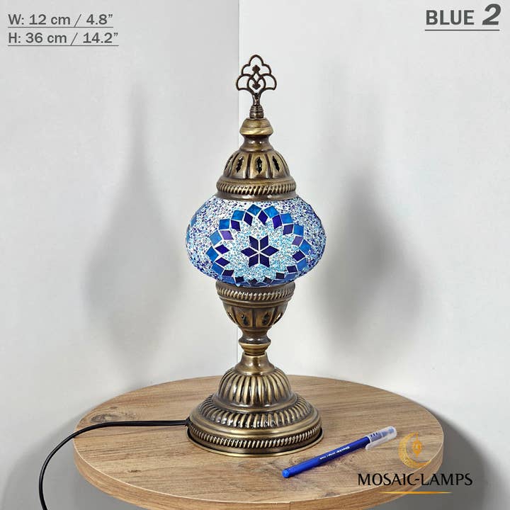 Mosaic Lamps - Wholesale Accent/desk lamp - 10+ Colors - Turkish Mosaic Medium Globe Table Lamp, Handmad3