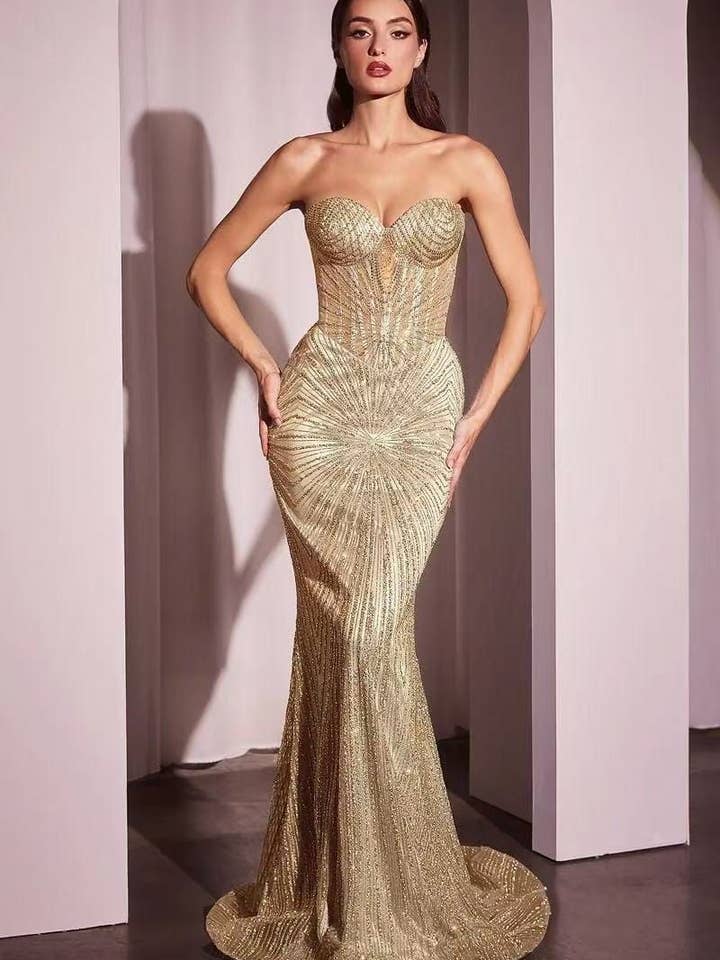 Invitadissimas - Wholesale Gown - Women's - Long dress with glitter 8351225