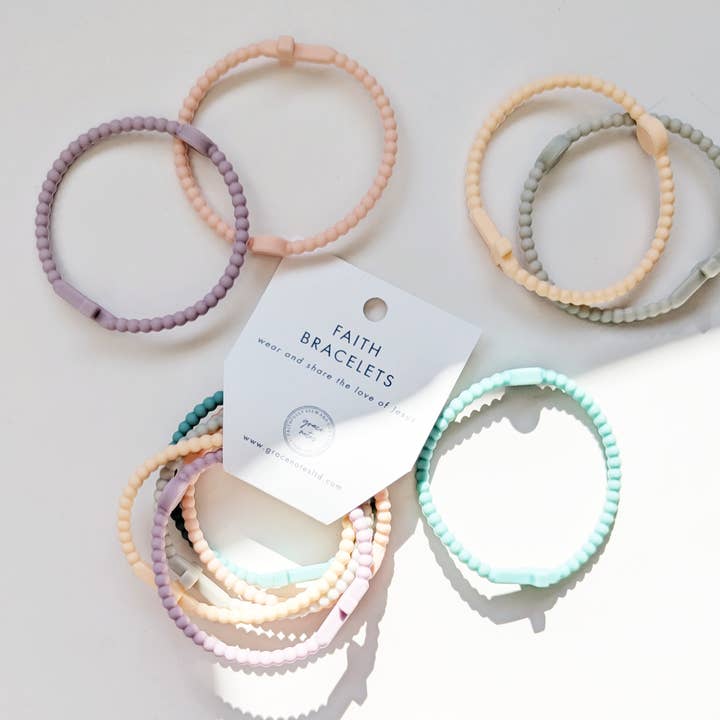 Grace Notes Ltd. - Christian Art and Gifts - Wholesale Prayer Beads Bracelet - Faith Silicone Cross Bracelets - Multicolor Packs of 52