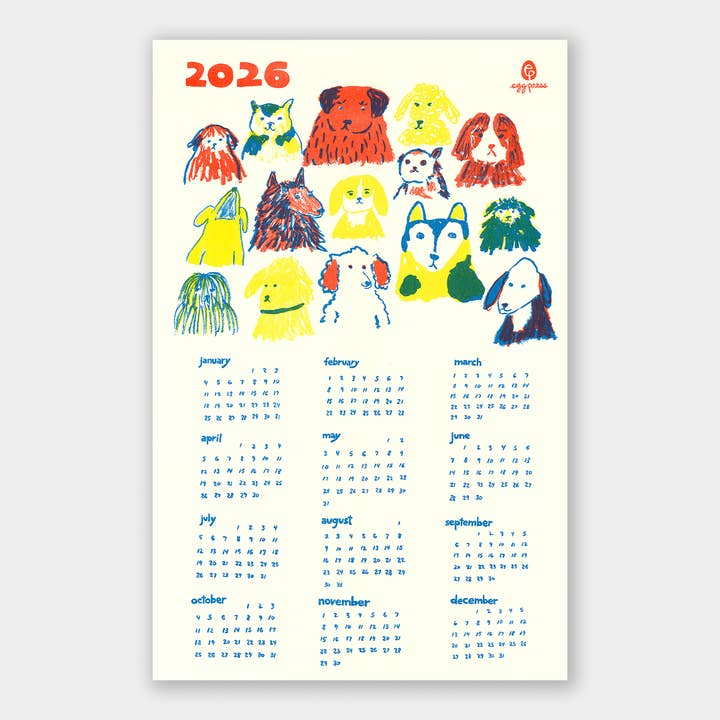 Egg Press Manufacturing - Wholesale Calendar - Dogs 2026 Calendar Illustrated Risograph Print0