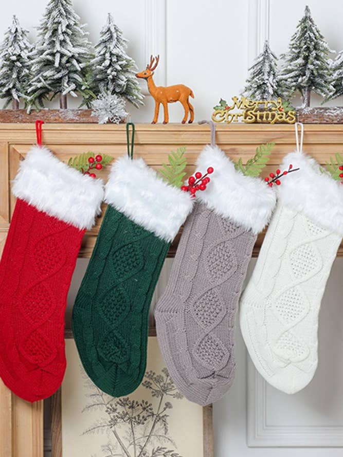 MOQ 3pcs Jacquard Knit Christmas Decor Stocking CF-ZK154 for wholesale by Comely Fashion