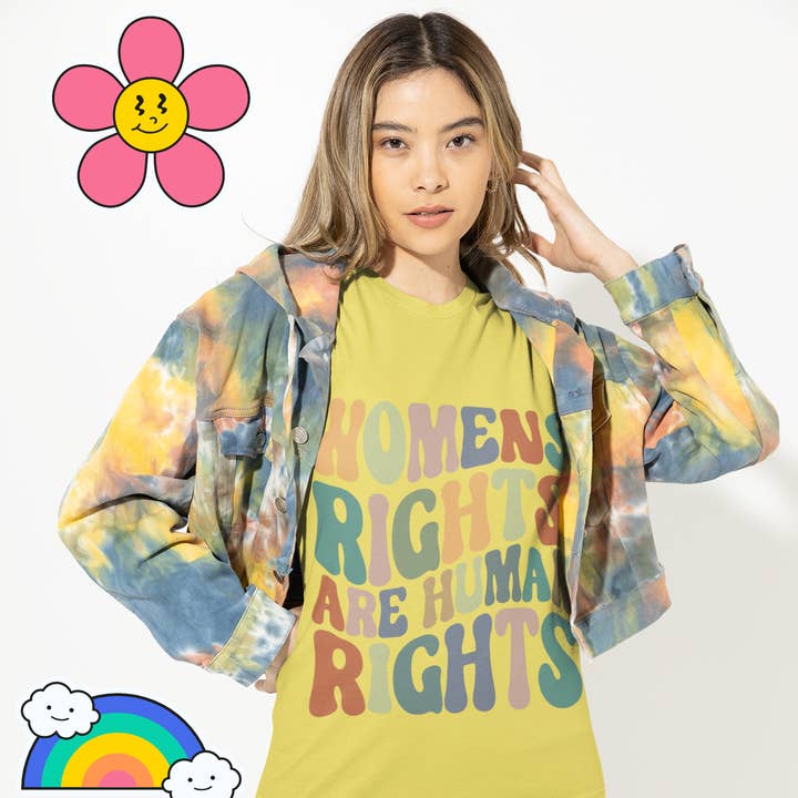 Entspanntes T-Shirt „Frauenrechte sind Menschenrechte“ für den Großhandel von LimenDime Market