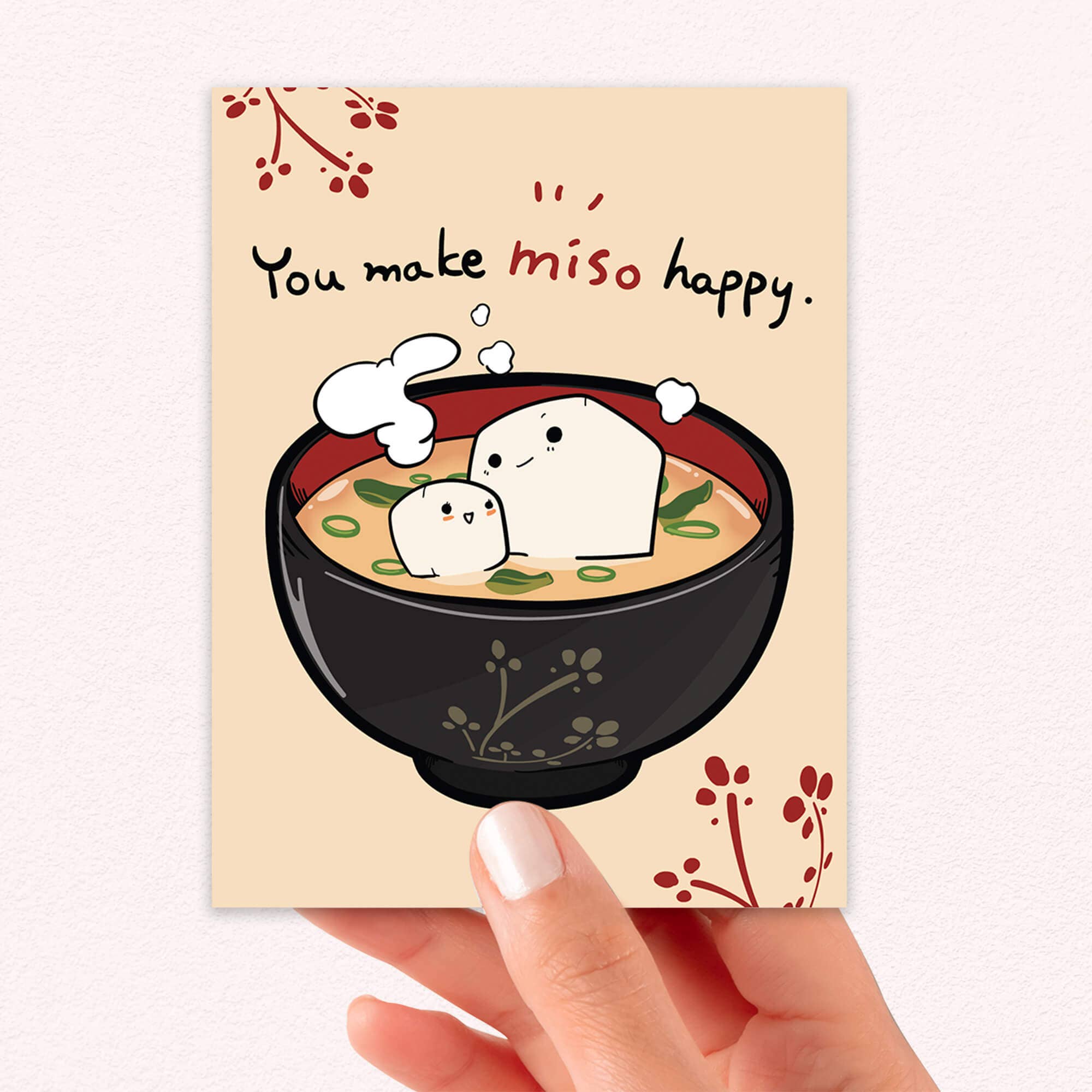 Cute Asian Cards - Vendita all'ingrosso Biglietti d'amore - Mi fai Miso Felice | Divertente Biglietto di Auguri con Zuppa di Miso per Amore o Compleanni4