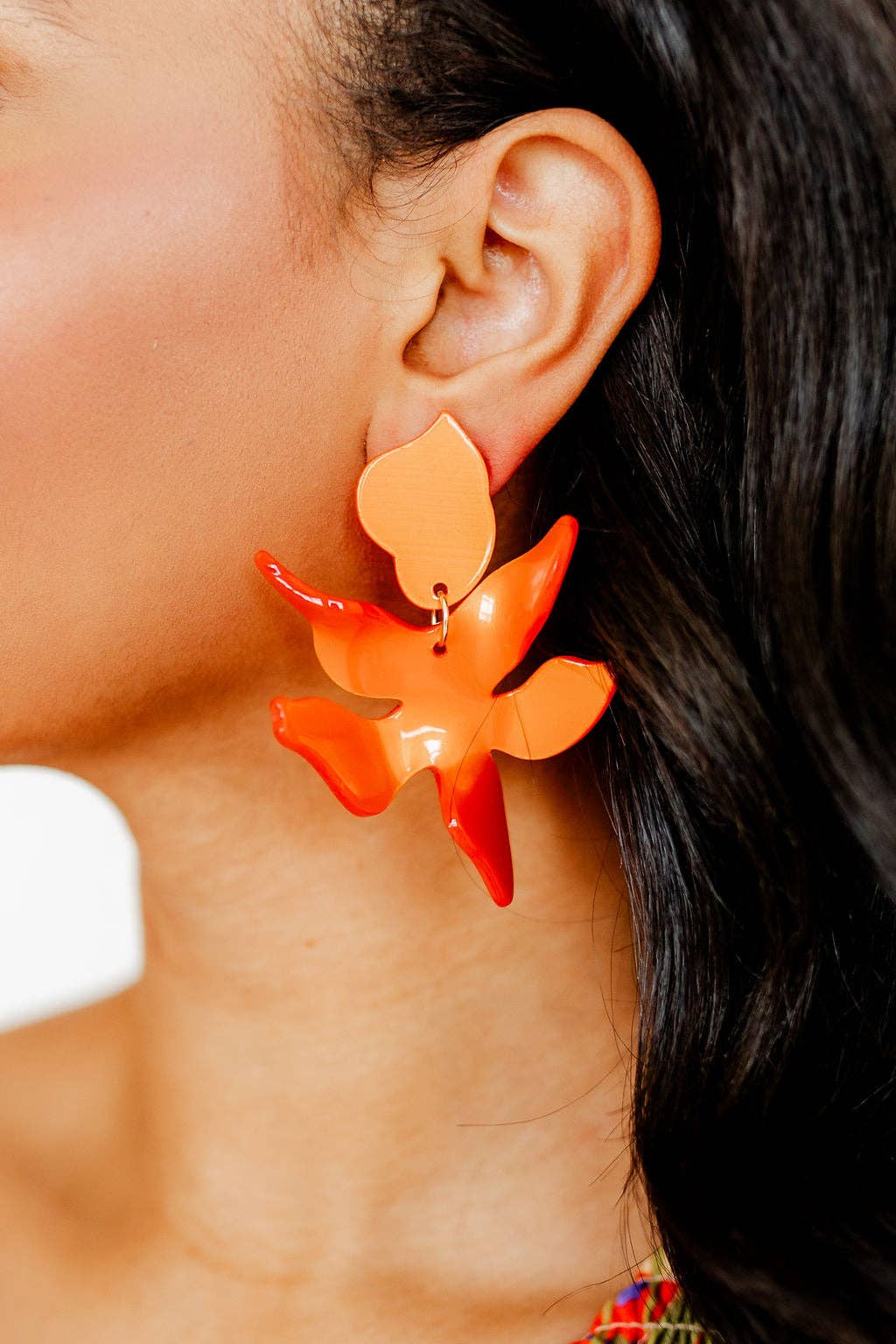 LINNY CO - Wholesale Dangle Earrings - Flora Statement Earrings - Metallic Orange2