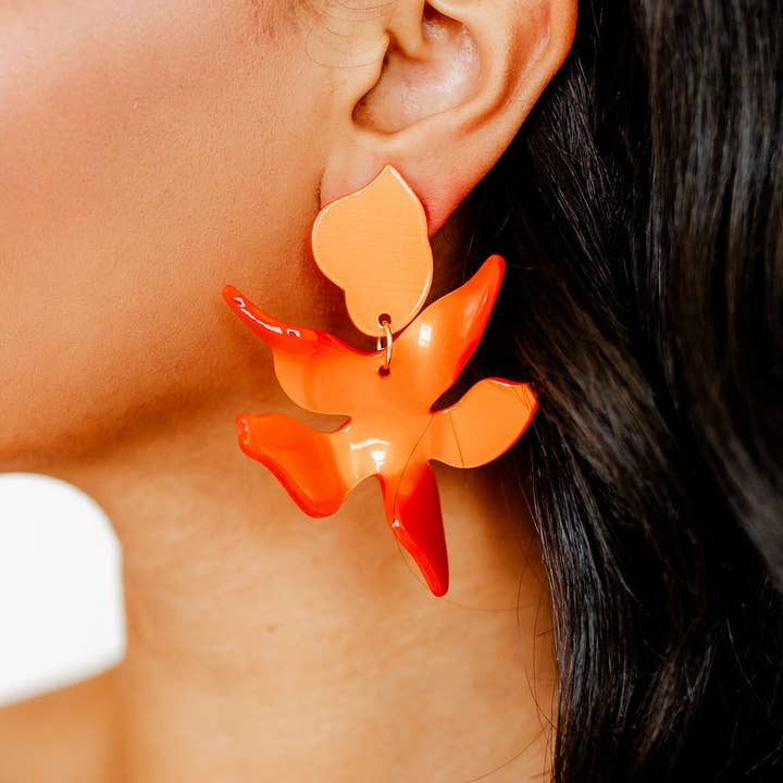 LINNY CO - Wholesale Dangle Earrings - Flora Statement Earrings - Metallic Orange2
