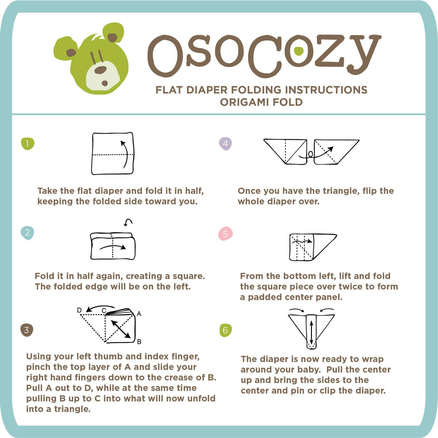 OsoCozy - Vendita all'ingrosso Pannolino lavabile - Neonati - OsoCozy Pannolini piatti Birdseye Weave, 4 varietà - 6 confezioni10