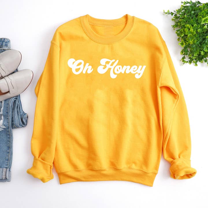 Oh Honey Crewneck Pullover for wholesale by The Funnel Cake Tree