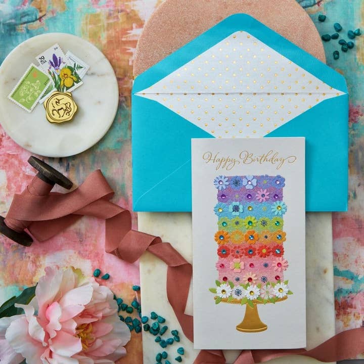 NIQUEA.D - Wholesale Birthday Card - Tiered Flower Cake Card6